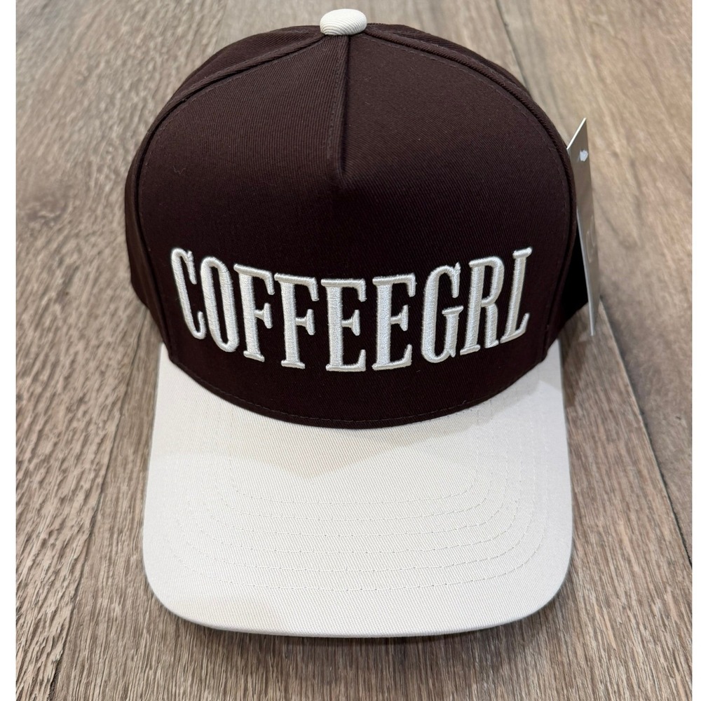 CC New York Coffee Grl Snapback Hat Brown Cream Embroidered Trucker Cap NEW